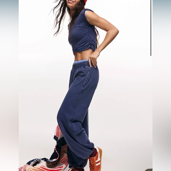 Free people movement HOT SHOT crossover t-shirt 1 only TOP navy blue NWOT - Picture 8 of 10